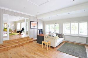 Living room with desk and couch