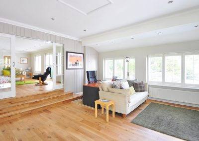 Living room with desk and couch
